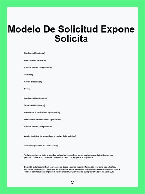 Modelo De Solicitud Expone Solicita