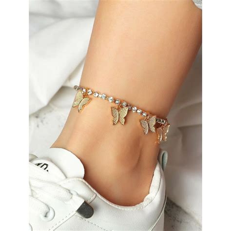 Buy OOMPH Gold Tone Crystals With Butterfly Design Fashion Anklet For ...