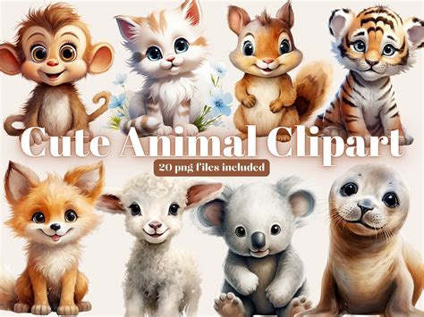 Cute Animal Clipart, Watercolor Clipart, Picture Display, Woodland ...