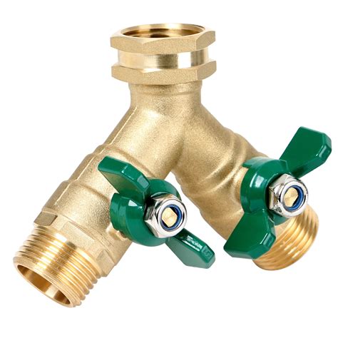 "STYDDI Brass Garden Hose Splitter with Swivel Nut, Big Ball Valve ...