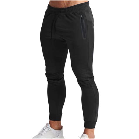 Skinny Tight Jogger Pants for Men Fashion Zipper Sweatpants Athletic ...