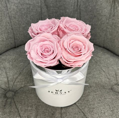 Pink Eternal Roses | Small White Forever Rose Box By Jednay
