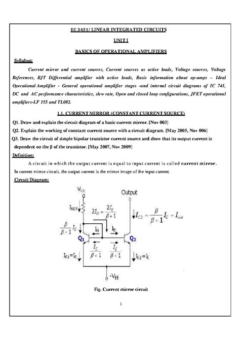 EC3451- Linear Integrated Circuits- LIC - UNIT I BASICS OF OPERATIONAL ...