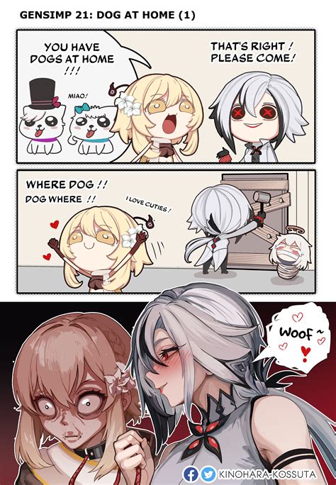 lumine, paimon, arlecchino, lynette, and lyney (genshin impact) drawn ...