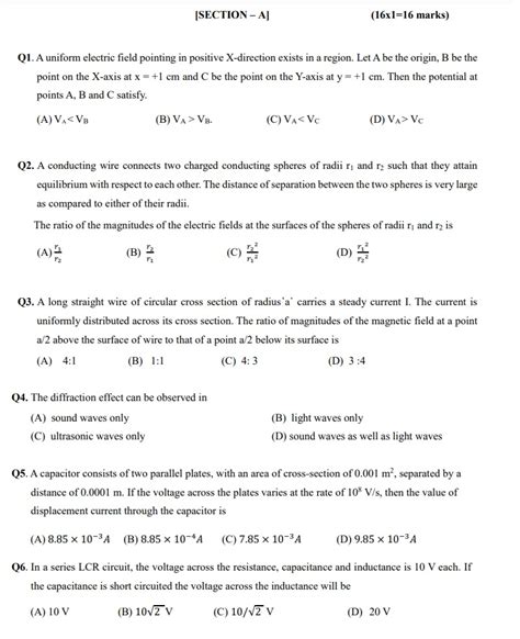 Class 12 Physics CBSE Sample Paper 的图像结果
