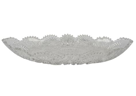 Lot - OVAL CUT GLASS PLATTER