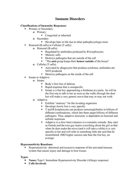 Immune disorders - Immune Disorders Classifications of Immunity Responses: Primary or Secondary ...