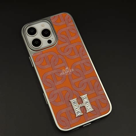 Luxury Branded Metal Initial Mobile Case Cover for iPhone | Orange Des ...