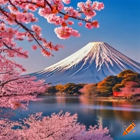 Mount fuji with cherry blossoms in japan on Craiyon