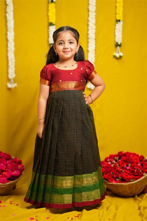 Daksha Black Checks Frock Mini-South Indian Festive Dress for Girls ...