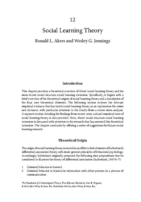 SOC 101: Social Learning Theory & Its Criminological Applications - Studocu