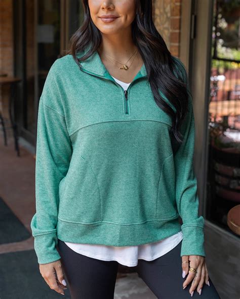 Cool Day Glade Green Quarter Zip Pullover - Glade Green / XS - Grace ...