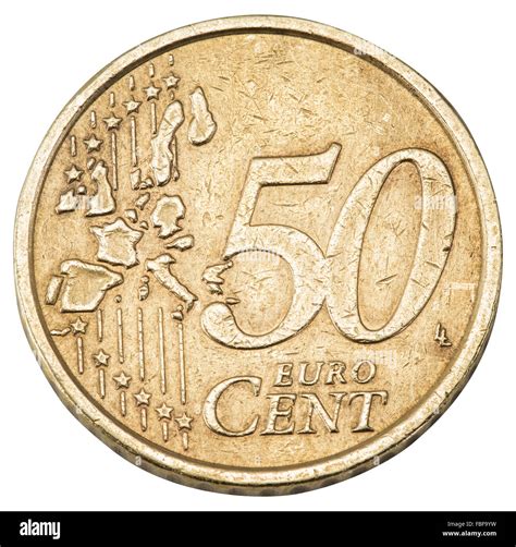 Old fifty cents euro coin isolated on a white background. File contains ...