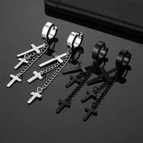 Buy Flare Cross Silver Stud Earrings for Men — Steel | TMT – THE MEN THING