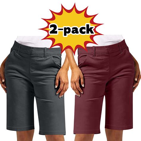 LLYWEY Women 2-Pack Bermuda Shorts: Stretch Women's Plus Straight Leg ...