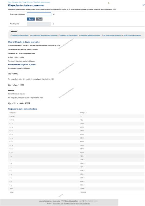 Kilojoules to Joules Calculator | kJ to J Conversion - CalculatorFree