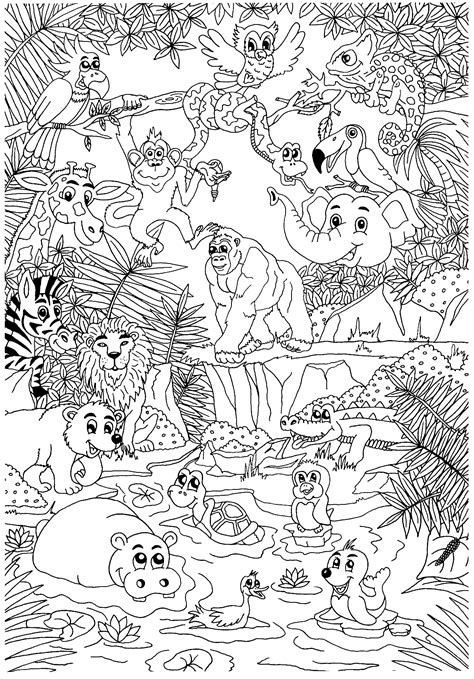 Jungle Animals Coloring Page