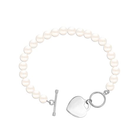 LeCalla - Buy 925 Sterling Silver Heart Charm Disc Pearl Bracelet for ...