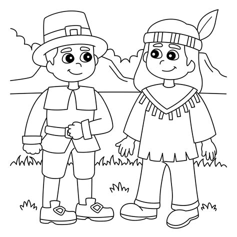 Pilgrims And Indians Coloring Pages For Kids