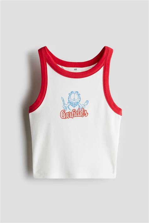 Printed vest top - White/Garfield - Kids | H&M IN