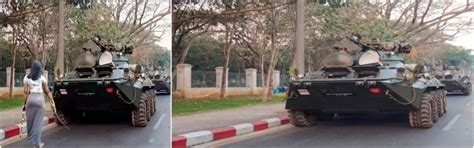 The image has been doctored to add a woman into a photo of an armoured ...