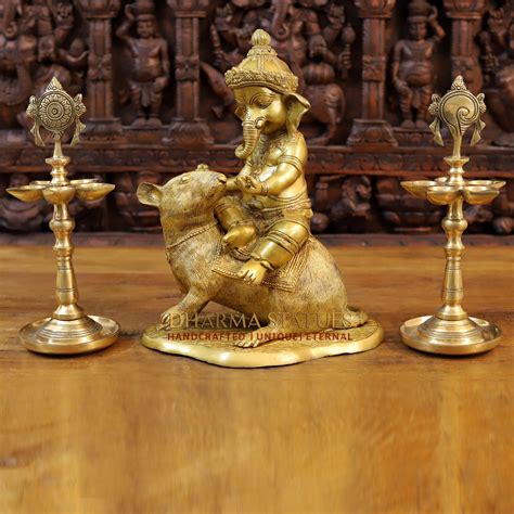 Buy Brass Bal Ganesha Idol, Murti | Handcrafted with Fine Golden Work ...