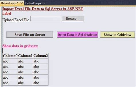 How to import excel file data in database and display it in Gridview ...