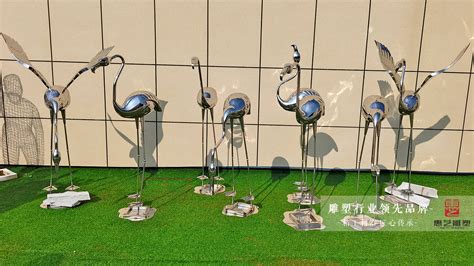 不锈钢仙鹤雕塑酒店户外金属庭院售楼处装饰室外水池草坪艺术摆件-阿里巴巴