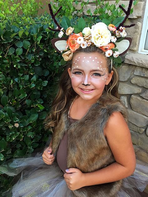 Girls DYI deer costume, headband, tutu, makeup | Deer halloween ...