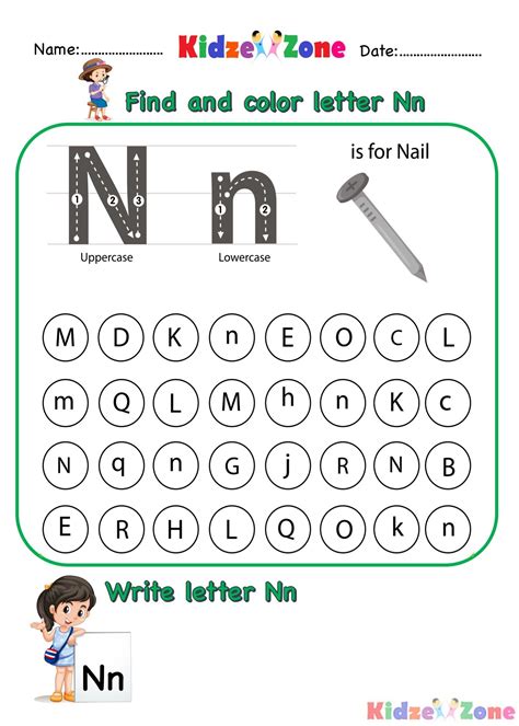 Letter N Find and Color worksheet | Letter n worksheet, Kindergarten ...