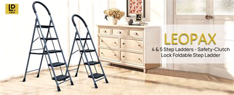 LEOPAX 3 Step Ladder - Safety-Clutch Lock Foldable Step Ladder for Home ...