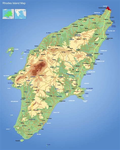 Map Of Rhodes Island Rodos Map Xarths Rodou - Greece | ISLAND-RHODES