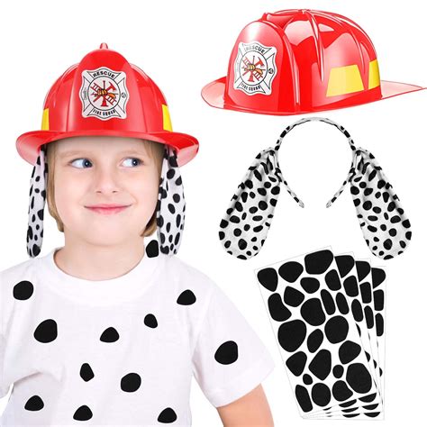 Buy 6 Pieces Firefighter Dalmatian Dog Costume Set with Dog Ear ...