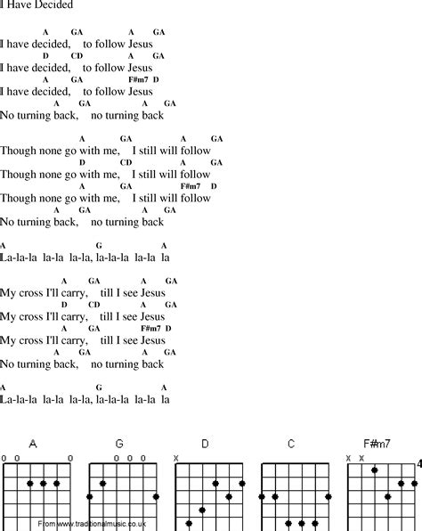 Christian Gospel Worship Song Lyrics with Chords - I Have Decided