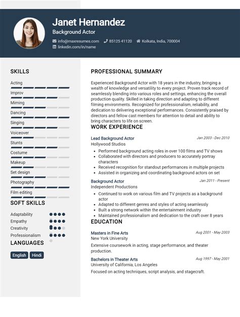 7 Best Background Actor Resume Example for 2026