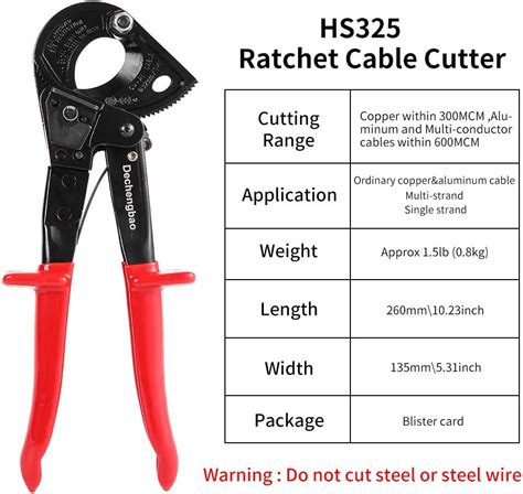 Buy Cable Cutter,HS325A Heavy Duty Aluminum Copper Ratchet Cable Cutter ...