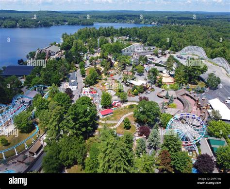 Aerial view of Historic Canobie Lake Park by the Canobie Lake in town ...