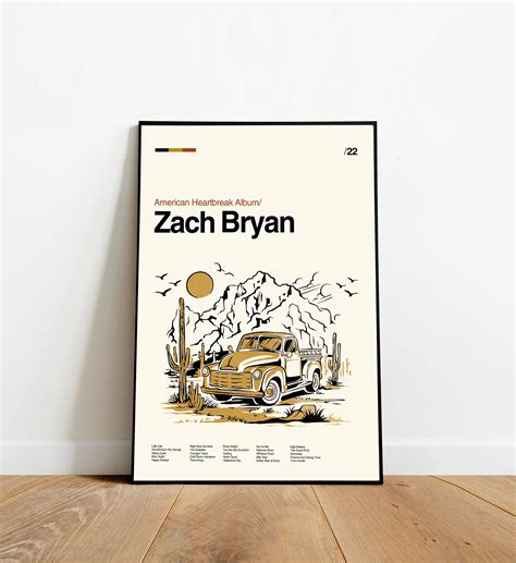 Zach bryan american heartbreak album retro music poster – Artofit