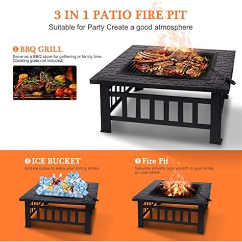 Garpans Fire Pit Table for Outside 32 Inch Square Firepits India | Ubuy