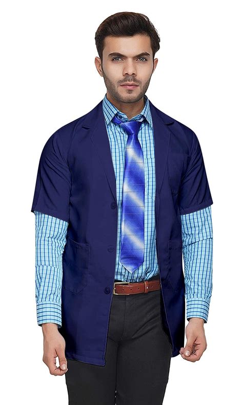 Medifiber™ Unisex Navy Blue Lab Coat | Poly Viscose Short Sleeves ...