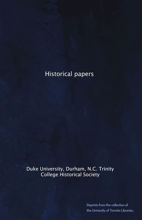Historical papers : North Carolina Conference Historical Society;Duke ...