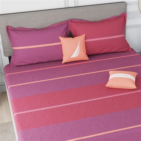 Buy NAUTICA Hampton Cotton 210TC Striped 3Pcs King Bedsheet Set from ...