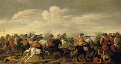 Palamedes Palamedesz. (London 1607-1638 Delft) | A cavalry skirmish in ...