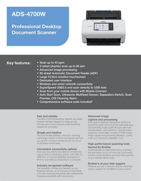 Brother Wireless Document Scanner ADS-4700W - PCC COMPUTERS