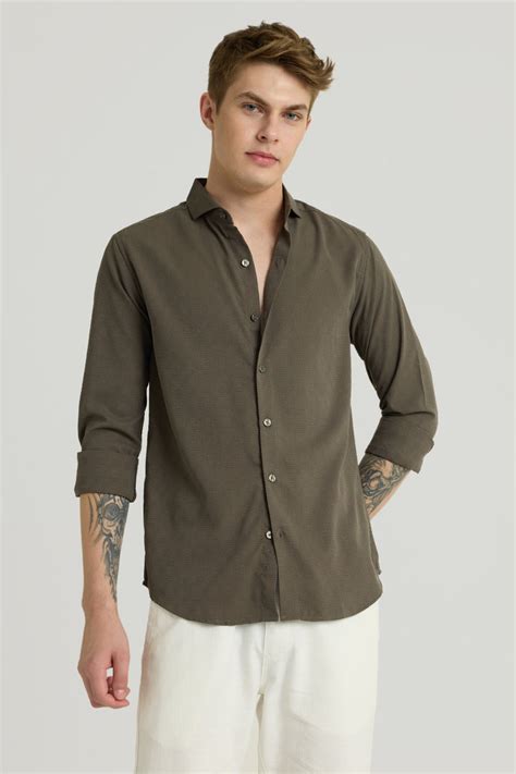 Buy Men's Olive French Collar Shirt Online | Snitch – SNITCH
