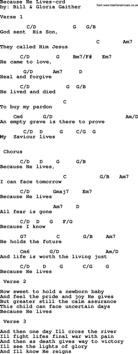 Printable Score And Lyrics Because He Lives