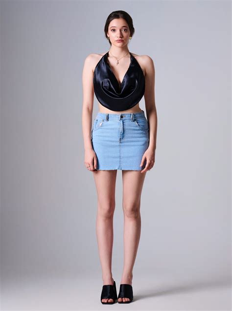 Raya Cowl Neck Crop Top in Black