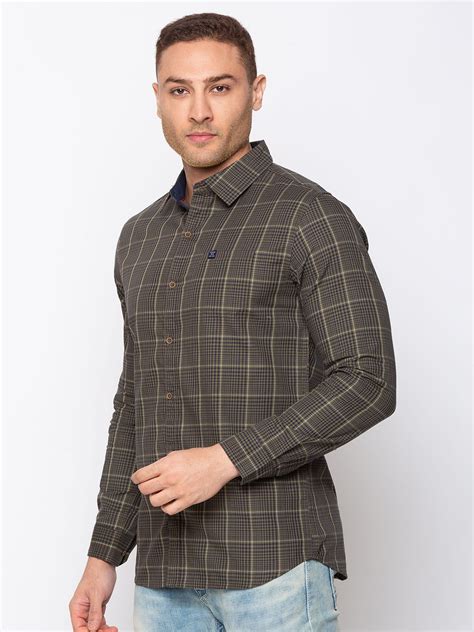 Buy Olive Slim Fit Shirt - Checked Shirts for Men | Status Quo