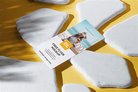 DL flyer with white stones mockup - Mockups Design