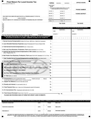 Local Income Tax Estimated Payment Form - Blank Fillable Template ...